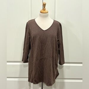 J. Jill Pure Jill Pima Cotton Sleeve Top Sz XL Brown Fall Lagenlook Minimalist